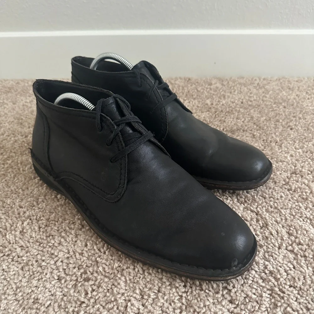 John Varvatos Chukka Boots Mens 11.5 Black Leather Lace Up